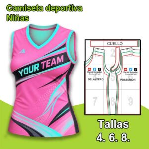 CAMISETA DEPORTIVA MANGA CERO NIÑAS - Tallas 4. 6. 8.