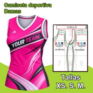CAMISETA DEPORTIVA MANGA CERO DAMAS - Tallas XS. S. M.