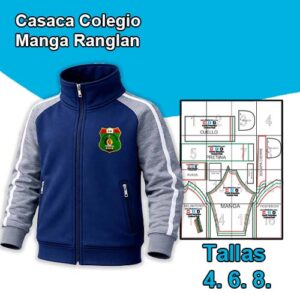 CASACA COLEGIO MANGA RANGLAN NIÑOS - Tallas 4. 6. 8.