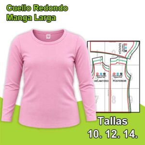 CUELLO REDONDO MANGA LARGA NIÑAS - Tallas 10. 12. 14.