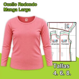 CUELLO REDONDO MANGA LARGA NIÑAS - Tallas 4. 6. 8.