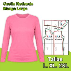 CUELLO REDONDO MANGA LARGA DAMAS - Tallas L. XL. 2XL