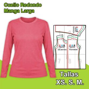 CUELLO REDONDO MANGA LARGA DAMAS - Tallas XS. S. M.