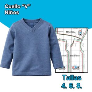 CUELLO "V" NIÑOS MANGA LARGA - Tallas 4. 6. 8.