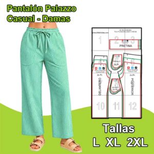 PANTALON PALAZZO CASUAL DAMAS - Tallas L XL 2XL