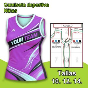 CAMISETA DEPORTIVA MANGA CERO NIÑAS - Tallas 10 - 12 - 14