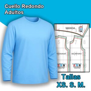 CUELLO REDONDO MANGA LARGA ADULTOS - Tallas  XS - S - M