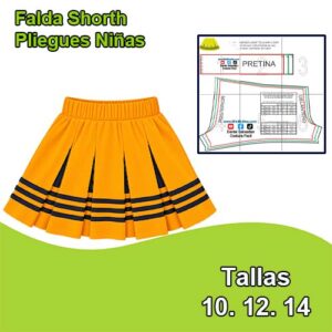 FALDA SHORTH PLIEGUES NIÑAS - Tallas 10. 12. 14